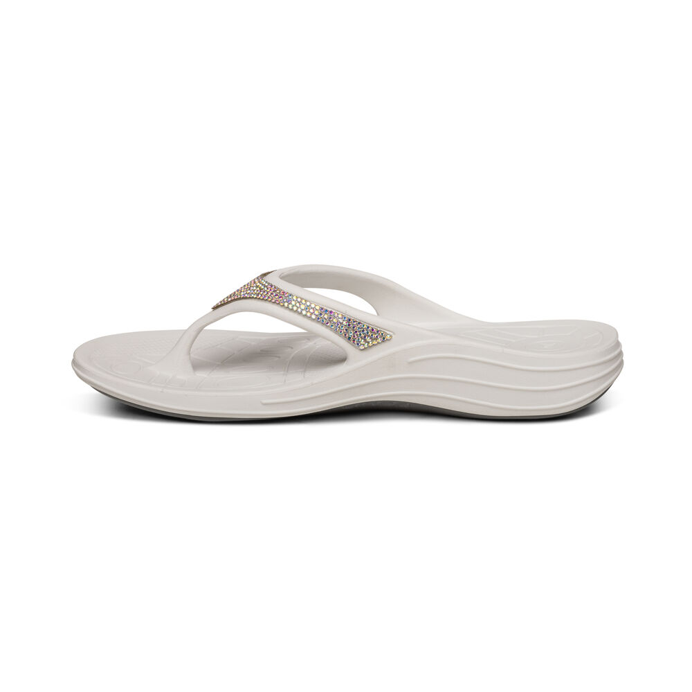 Aetrex Women's Fiji Orthotic Flip Flops - White | USA J7GKW6K